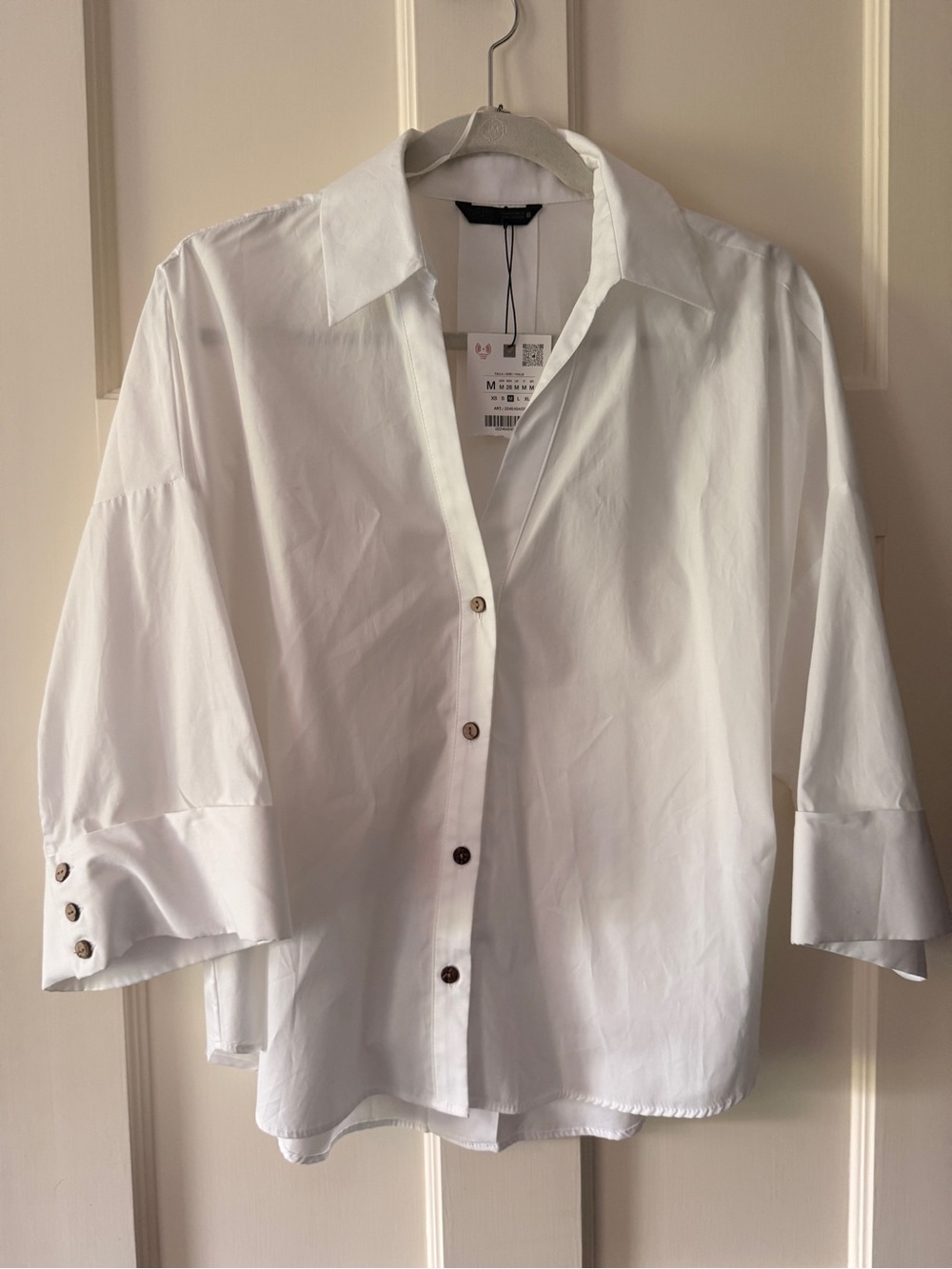 Zara White Relaxed Button-Down Shirt